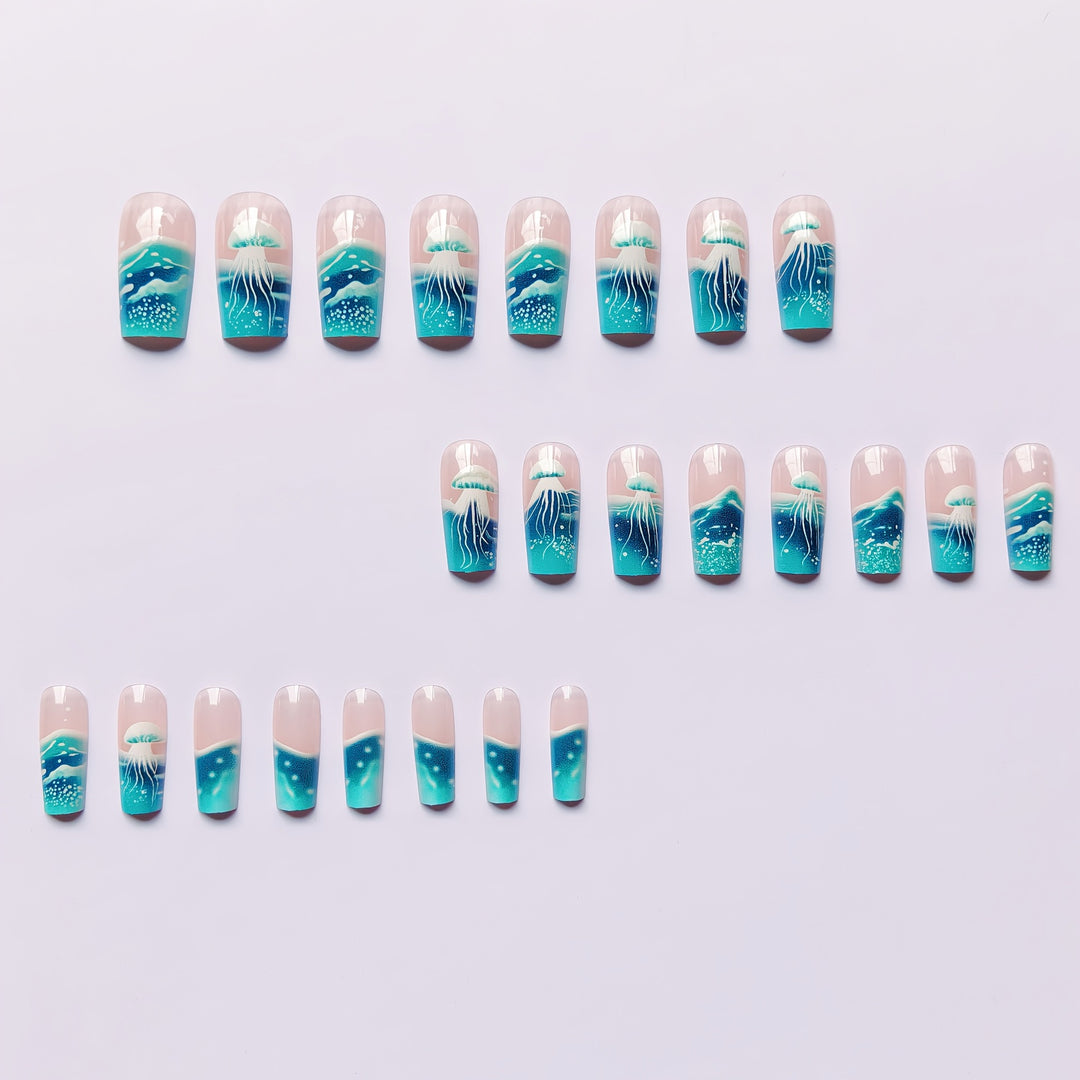 Artificial nails with transparent jellyfish design Stornfield