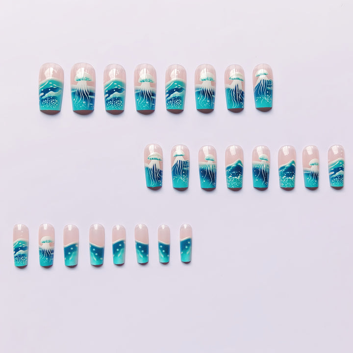 Artificial nails with transparent jellyfish design Stornfield