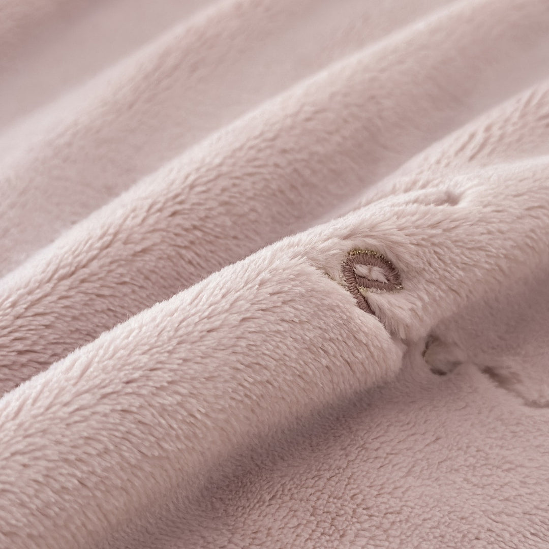 Luxury Lace-Trim Velvet Duvet Cover Set with Embroidered Script Pillow Shams
