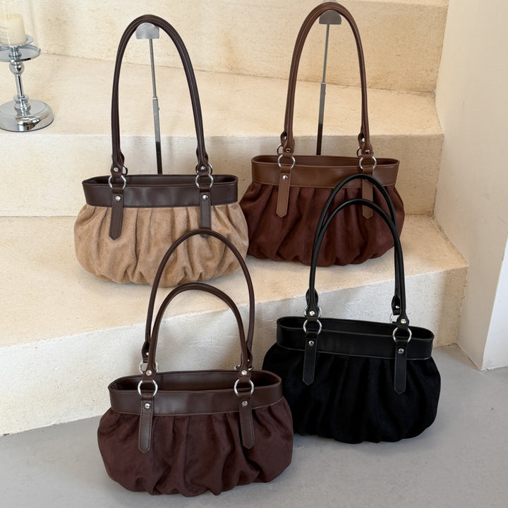 Gathered Suede Handbag