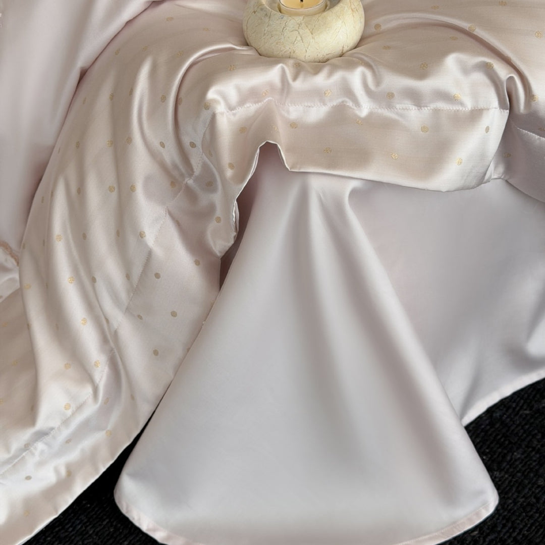 Embroidered Satin-Feel Duvet Cover & Comforter Set with Decorative Pillow Shams and Scalloped Edge