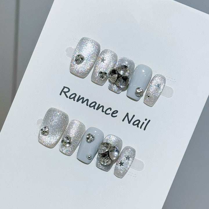 Glamorous Rhinestone-Embellished Press-On Nail Art Stornfield