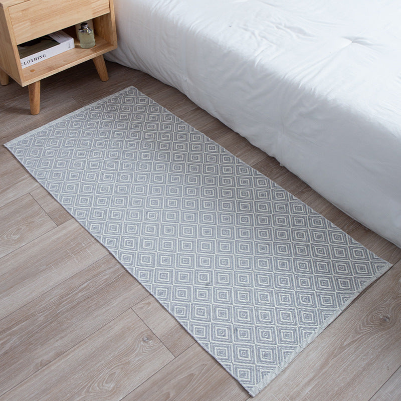 Flat-woven runner rug with check pattern and decorative border stripe Stornfield