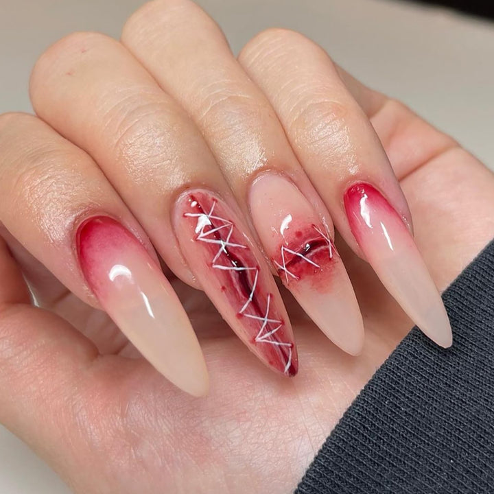 Artful Nail Extensions in Elegant Ombre Style with Art Motif Stornfield