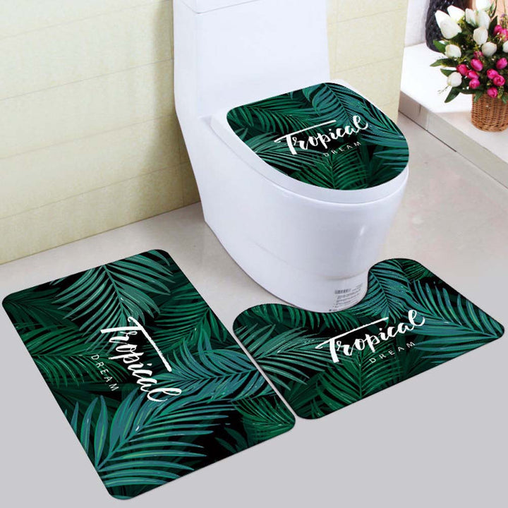Floral Bunny-Themed Bath Mat Set