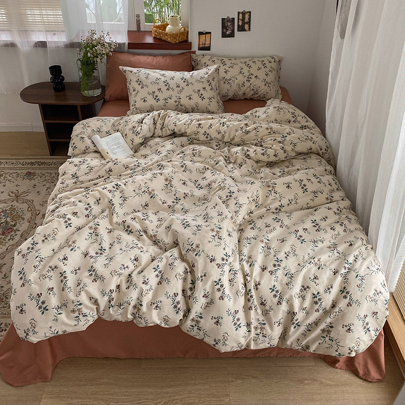 Breathable Cotton Percale Floral Duvet Cover Set with Pillow Shams