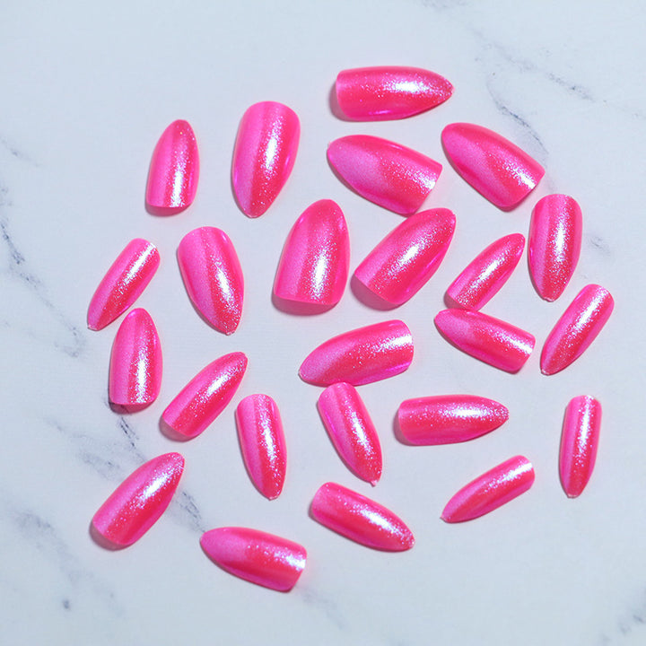 Glossy Press-On Nail Set with Iridescent Shine Stornfield