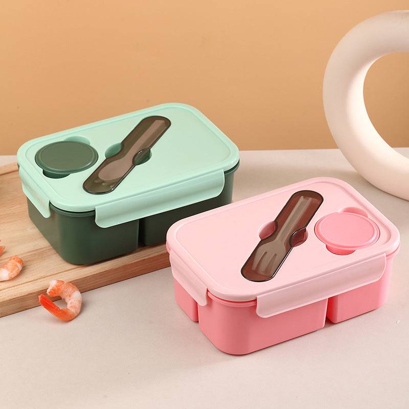 Multi-Compartment Bento Food Storage Box with Built-In Utensils