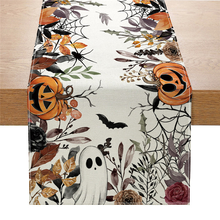 Halloween Jack-o'-Lantern Decorative Cotton Table Runner