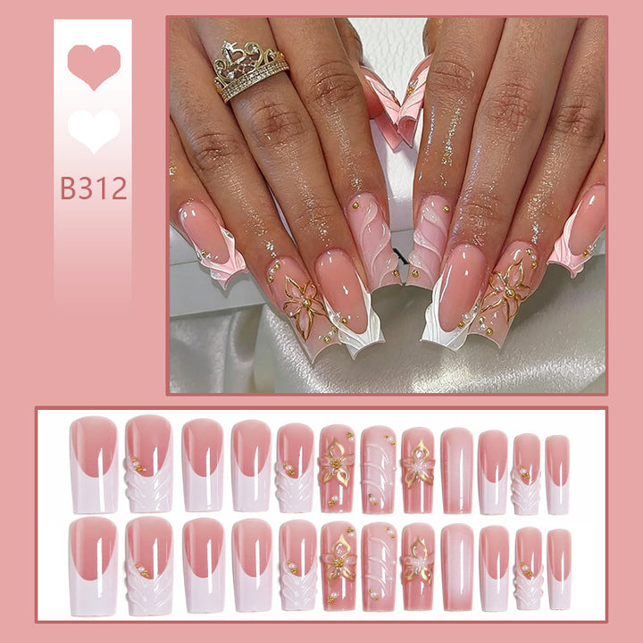 Artificial nails with elegant flower embellishments Stornfield