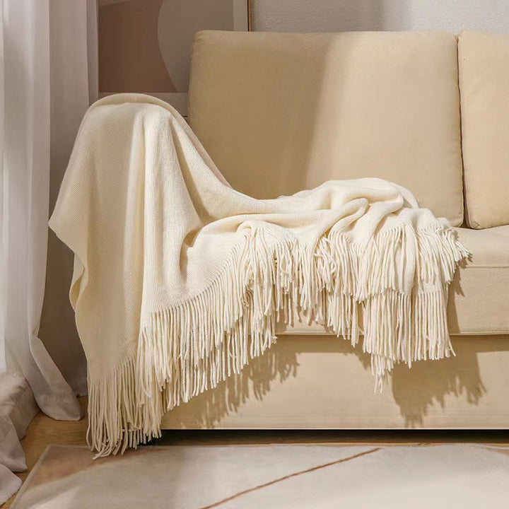 Luxurious Fringe Knit Throw Blanket