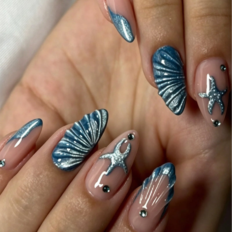 Artificial nail set with maritime shell and star motif Stornfield