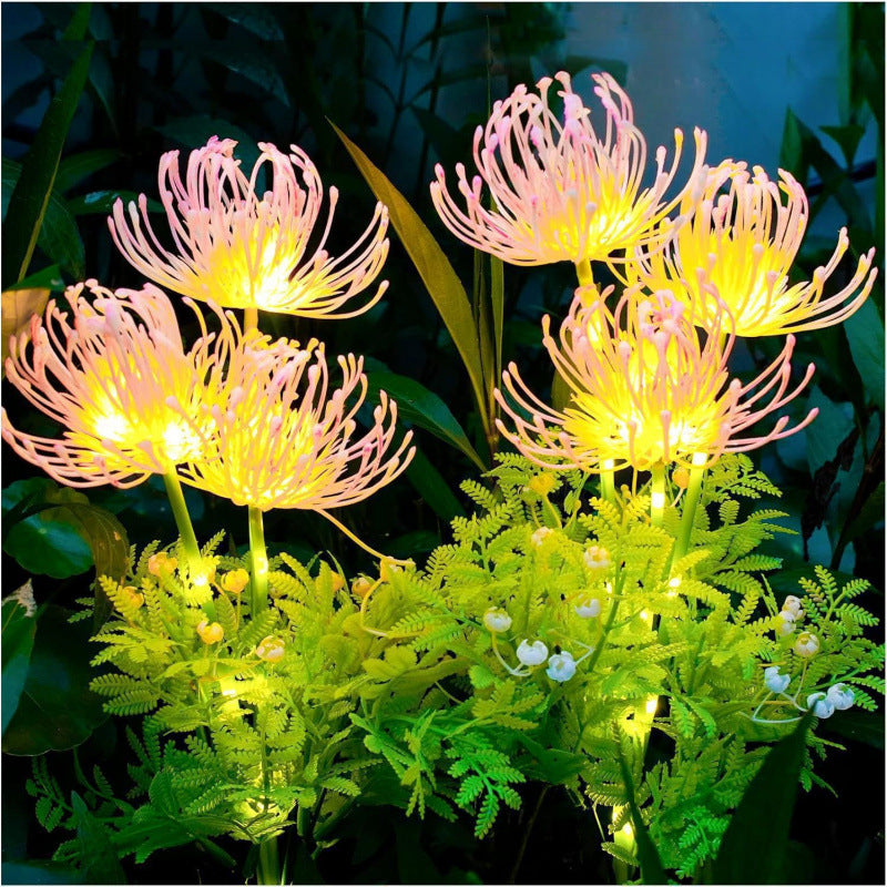 Solar LED Chrysanthemum Garden Stake Lights With Integrated Photovoltaic Panel Flexible Stem And Dusk-To-Dawn Sensor Stornfield