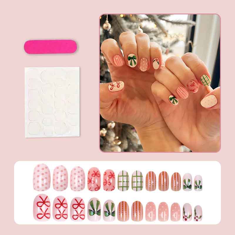 Artificial nail set with festive bows and Christmas motifs Stornfield