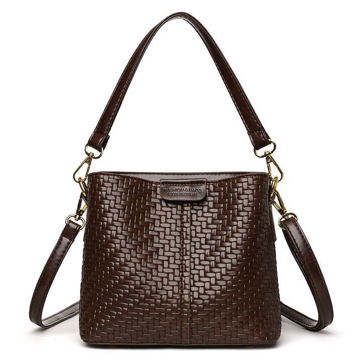 Woven Leather Bucket Bag