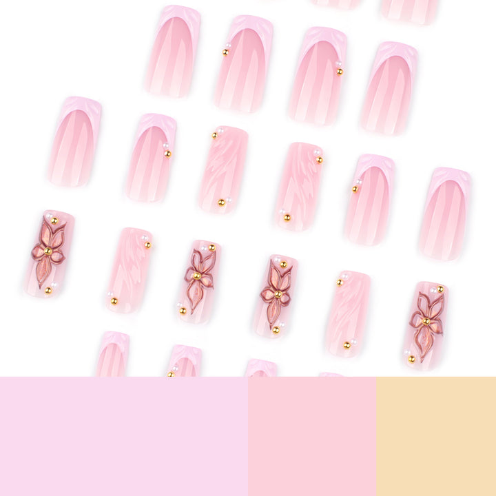 Artistic acrylic nails with flower design and glitter variations Stornfield