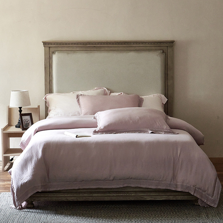 Washed Linen Duvet Cover Set with Pleated Hem