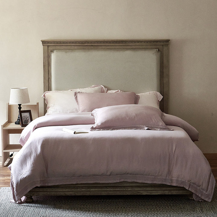 Washed Linen Duvet Cover Set with Pleated Hem
