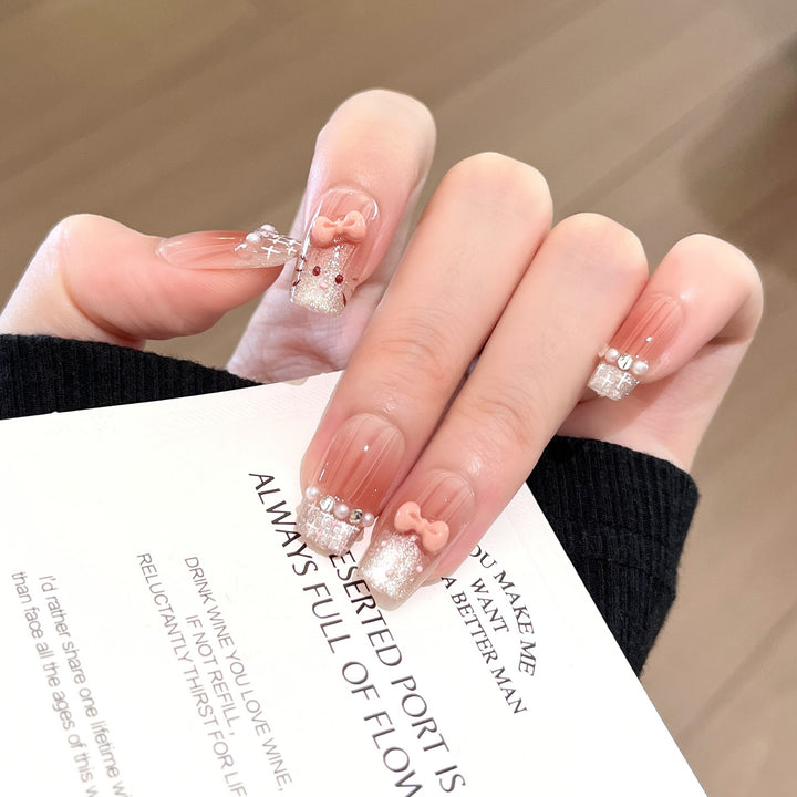Elegantly Designed Crystal-Embellished Press-On Nail Set Stornfield