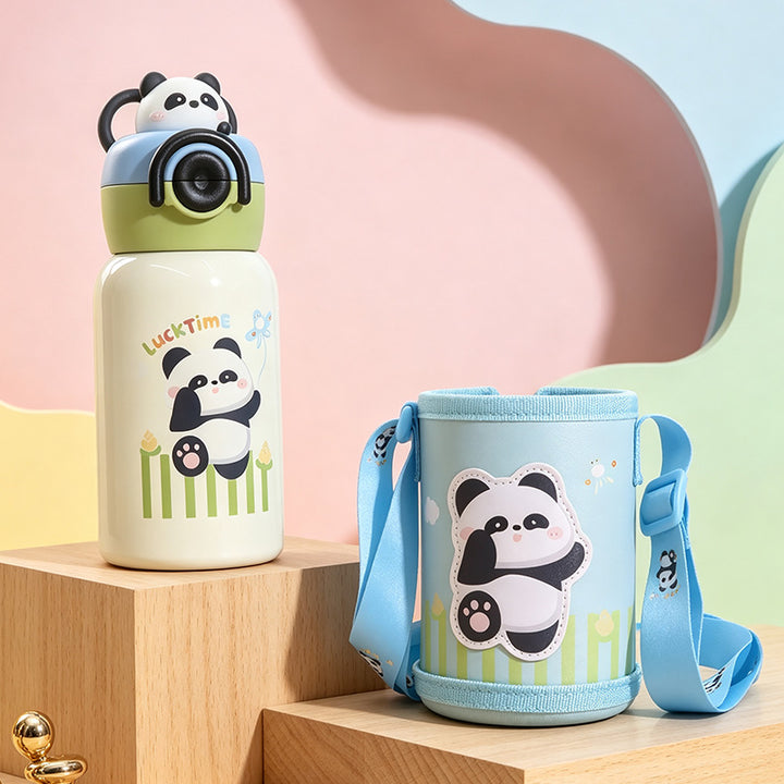 Women's insulated drinking bottle with cute dog design and practical carrying strap Stornfield