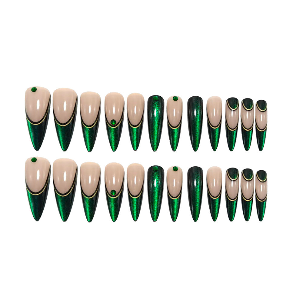 Elegant artificial nails with glitter and metal embellishments Stornfield