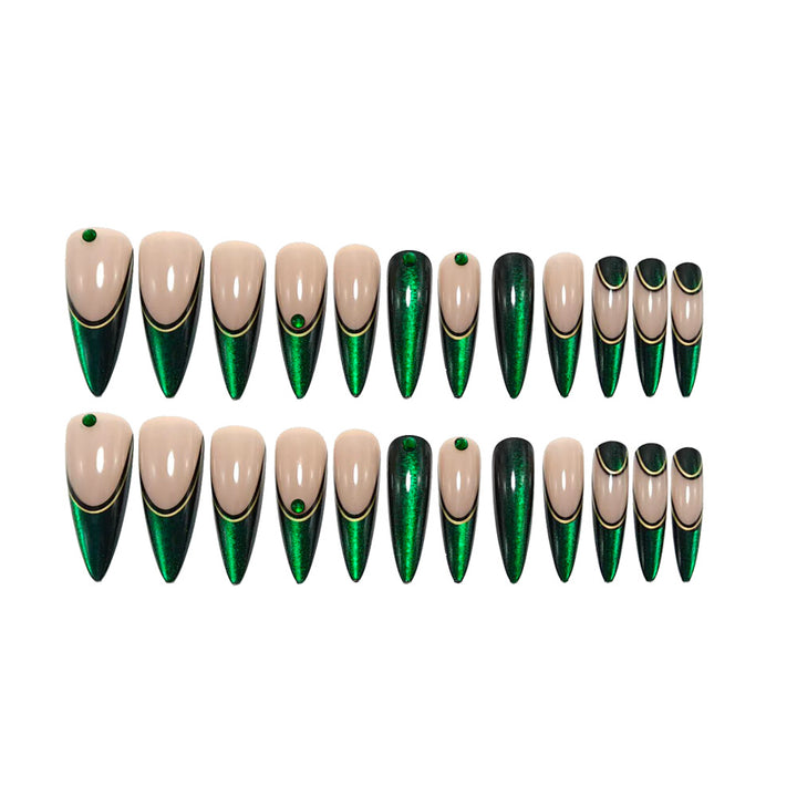 Elegant artificial nails with glitter and metal embellishments Stornfield