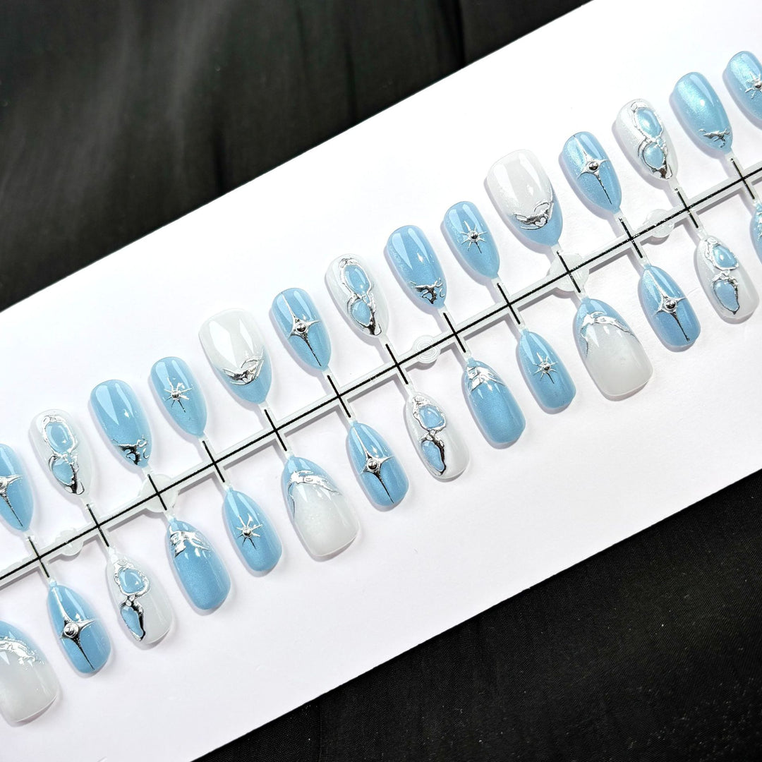 Elegant Polka Dot and Lace Press-On Nail Set