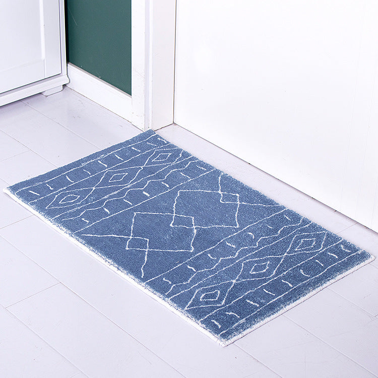 Soft high-pile bath mat rug with Berber-inspired diamond pattern Stornfield