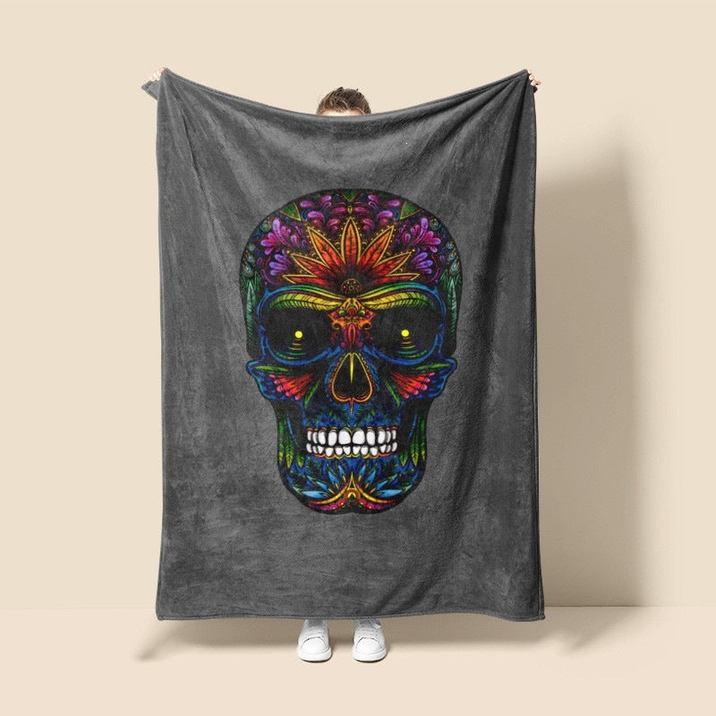 Artistic Skull-Themed Fleece Blanket