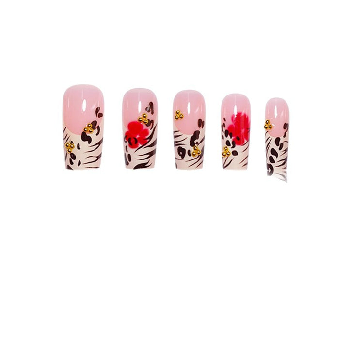 Floral and Animal Print Press-On Nail Art Stornfield