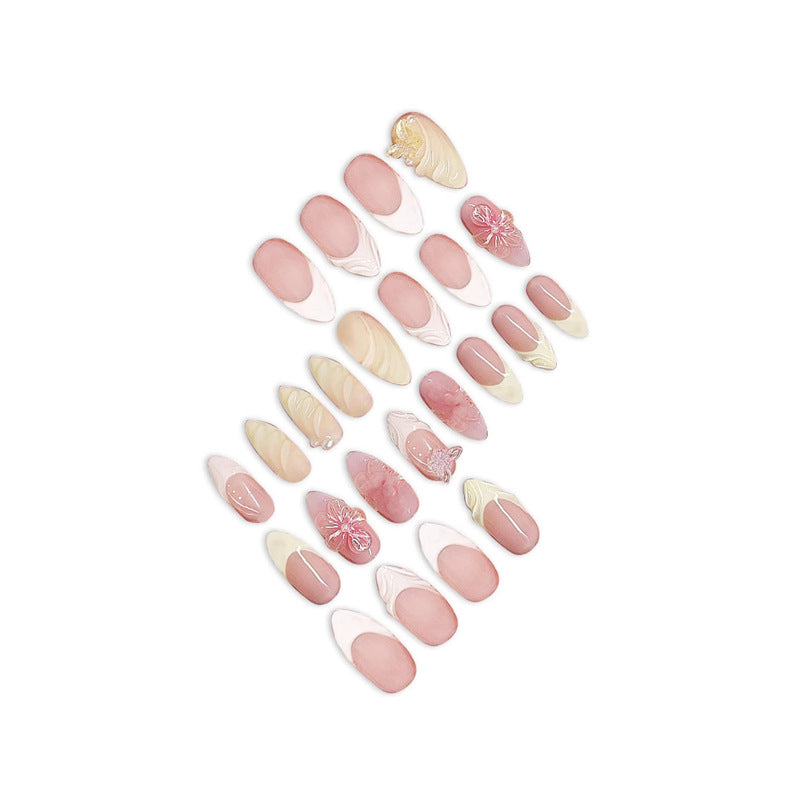 Decorative Stiletto Press-On Nail Art with Floral Accents Stornfield