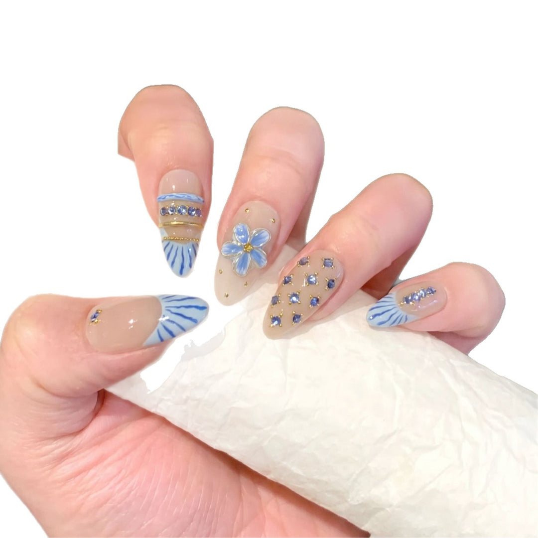 Decorative Nail Art Set with Floral and Gemstone Accents Stornfield