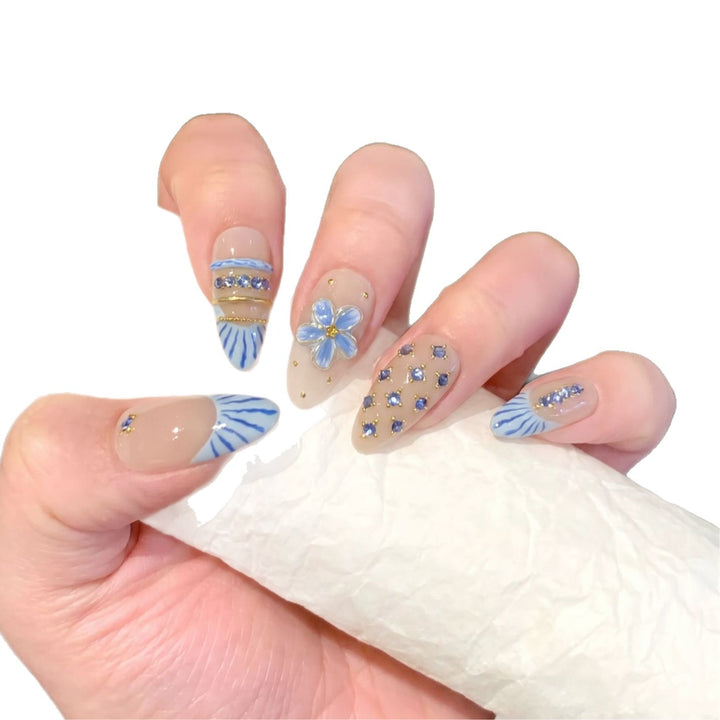 Decorative Nail Art Set with Floral and Gemstone Accents Stornfield