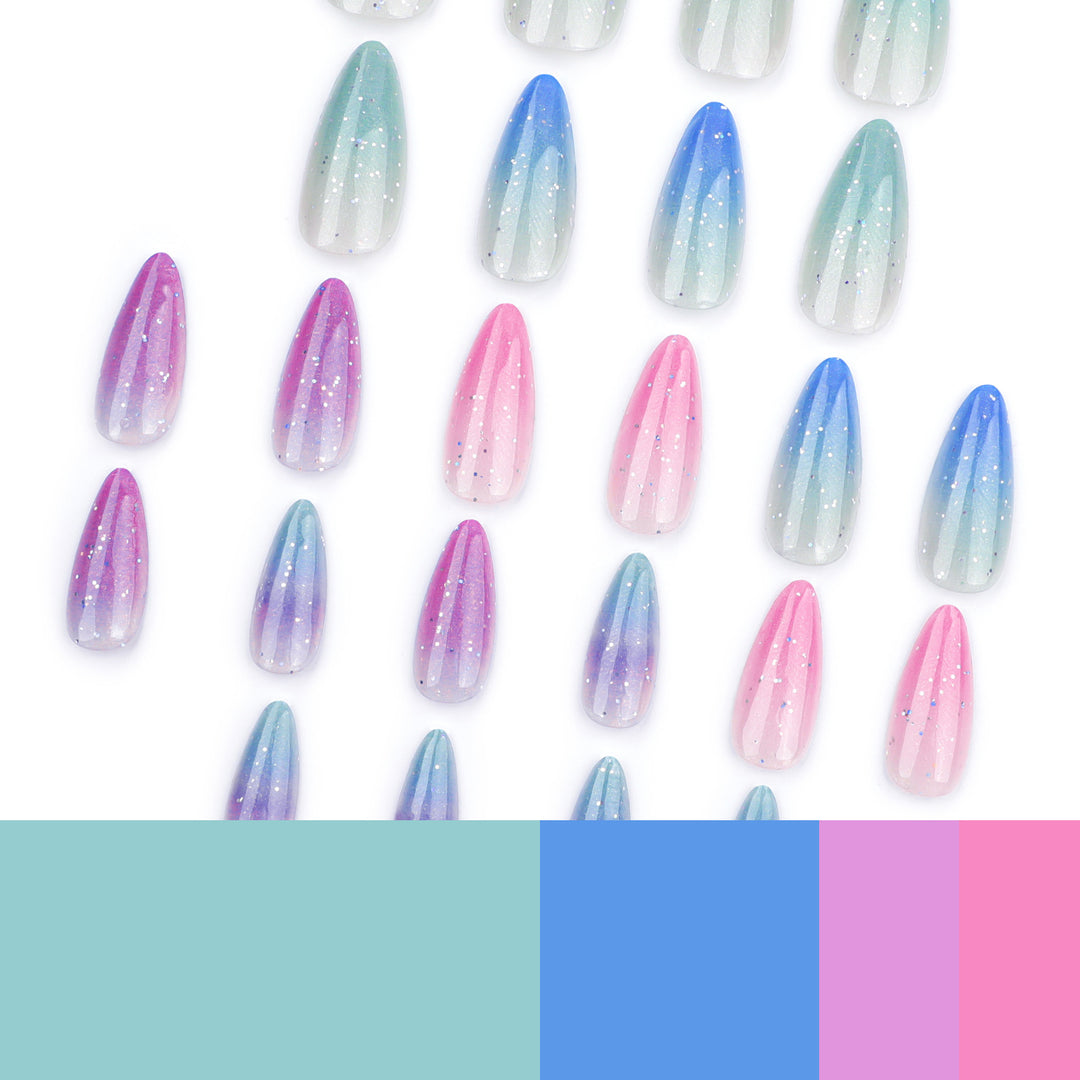 Artful Nail Extensions with Glitter Gradients Stornfield