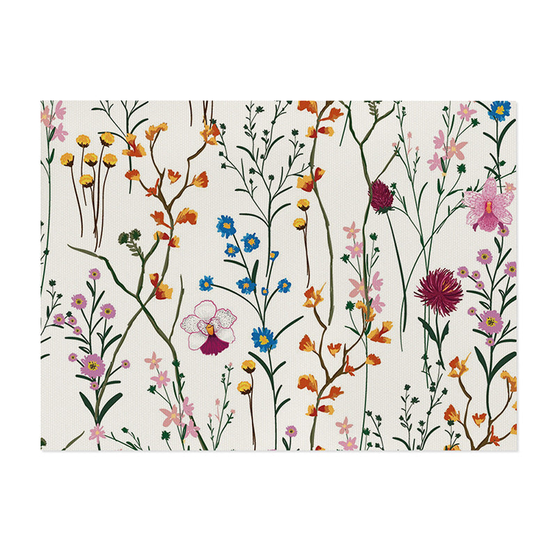 Botanical Printed Cotton-Linen Rectangular Dining Placemat with Non-Slip Backing