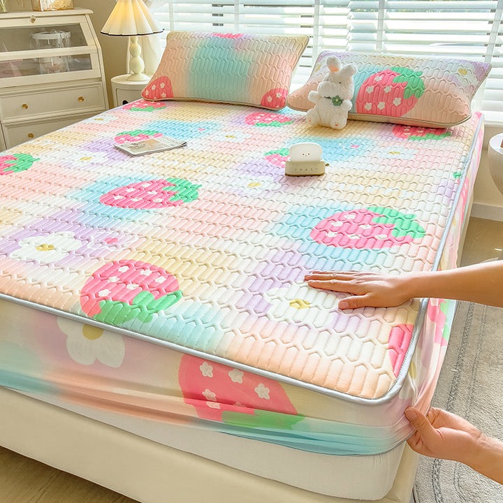 Quilted Floral Pattern Mattress Protector