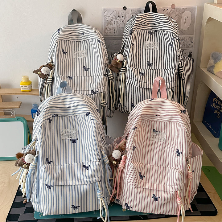 Playful Animal-Themed Striped Backpack Stornfield