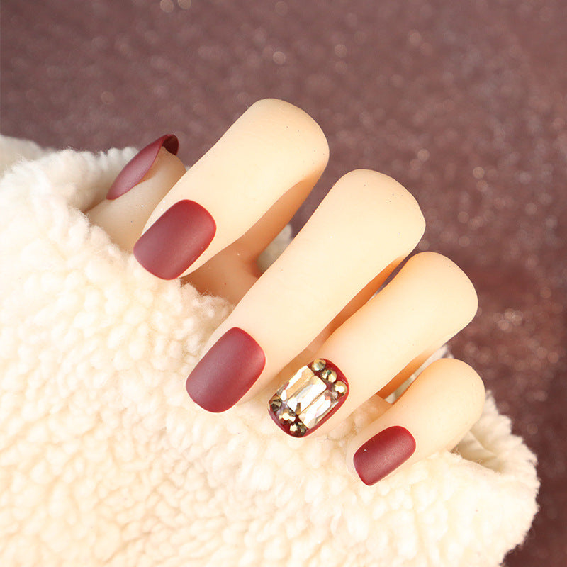 Premium Matte Press-On Nail Set with Crystal Accents Stornfield