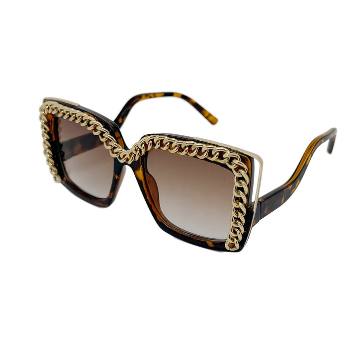 Women's fashionable oversized sunglasses with chain frame Stornfield