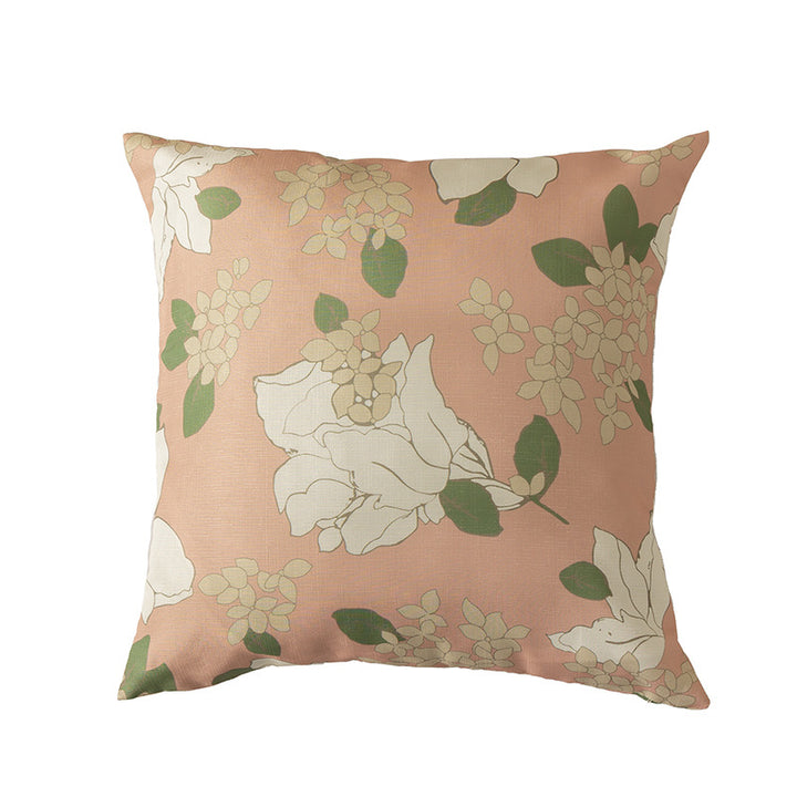 Cotton decorative pillow with raised dog tuft embroidery and contrasting piping