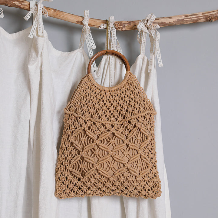Macrame bag with wooden handle Stornfield