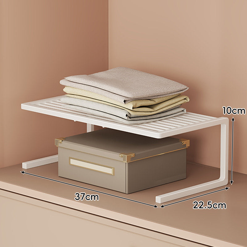 Low-Profile Ventilated Metal Shelf Riser Organizer for Closet and Countertop
