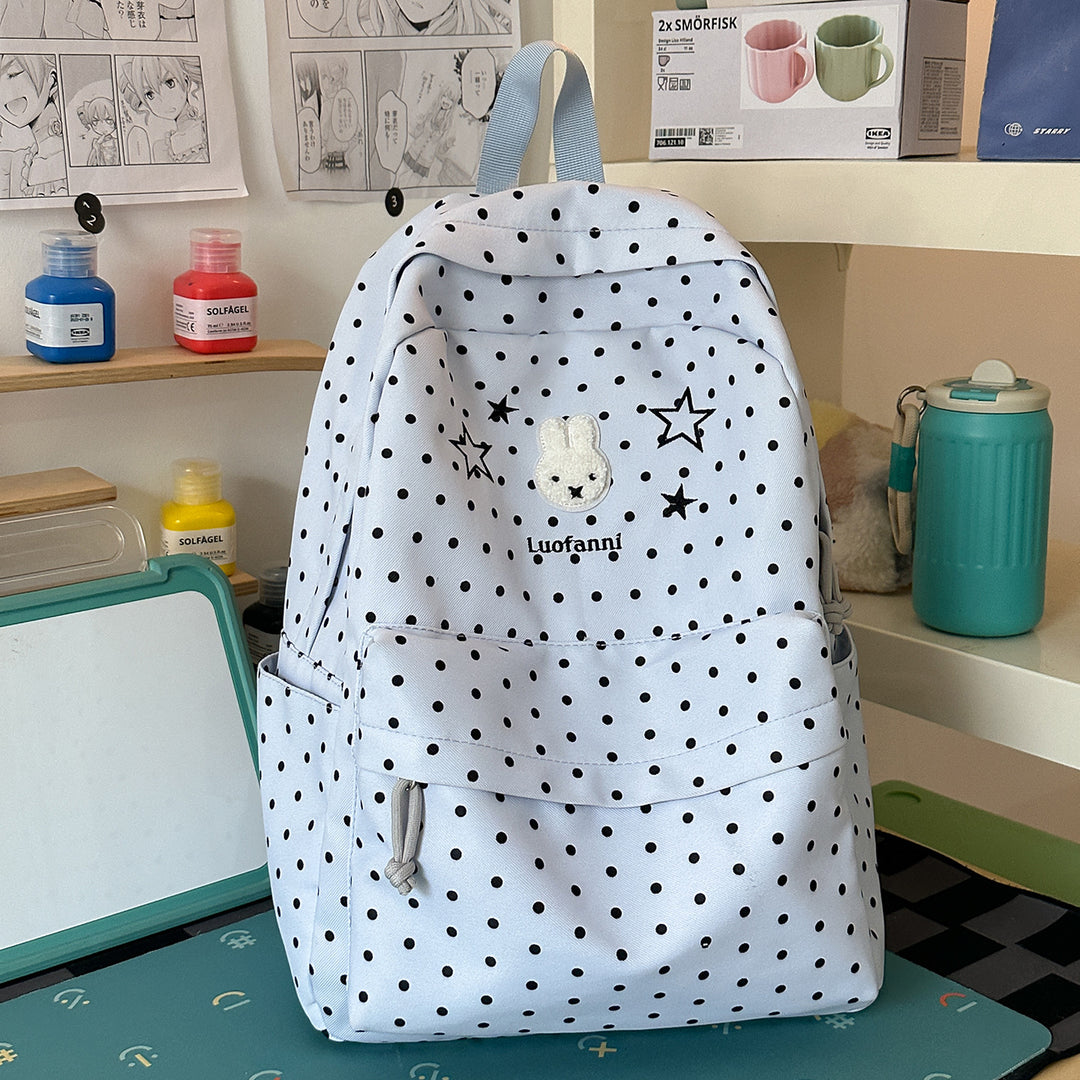 Polka Dot Backpack with Cute Character Accents Stornfield