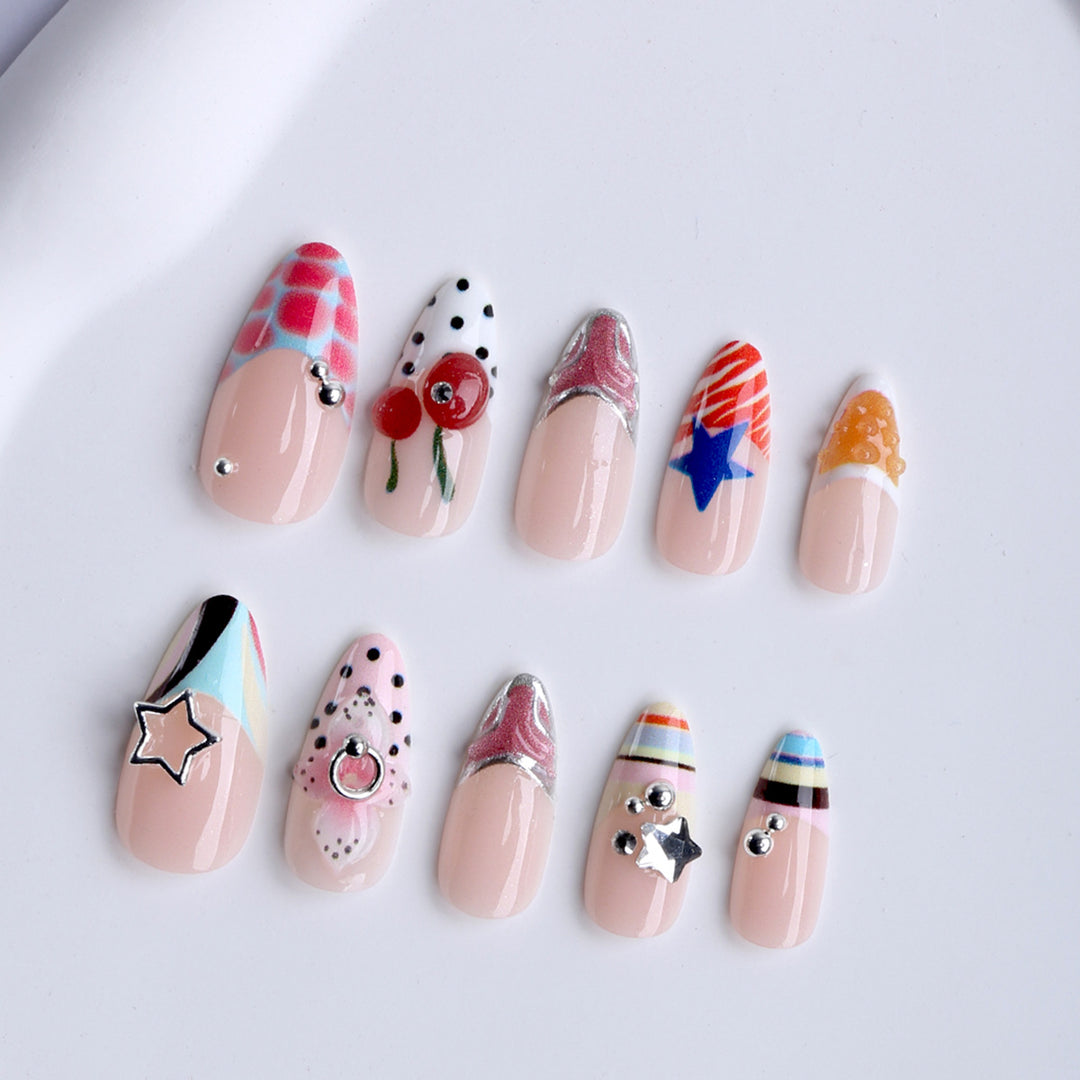 Artificial nails with creative design and sparkling accents Stornfield