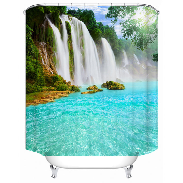 Scenic Waterfall Print Shower Curtain Stornfield