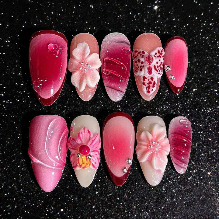 Artistic Floral Pattern Press-On Nails