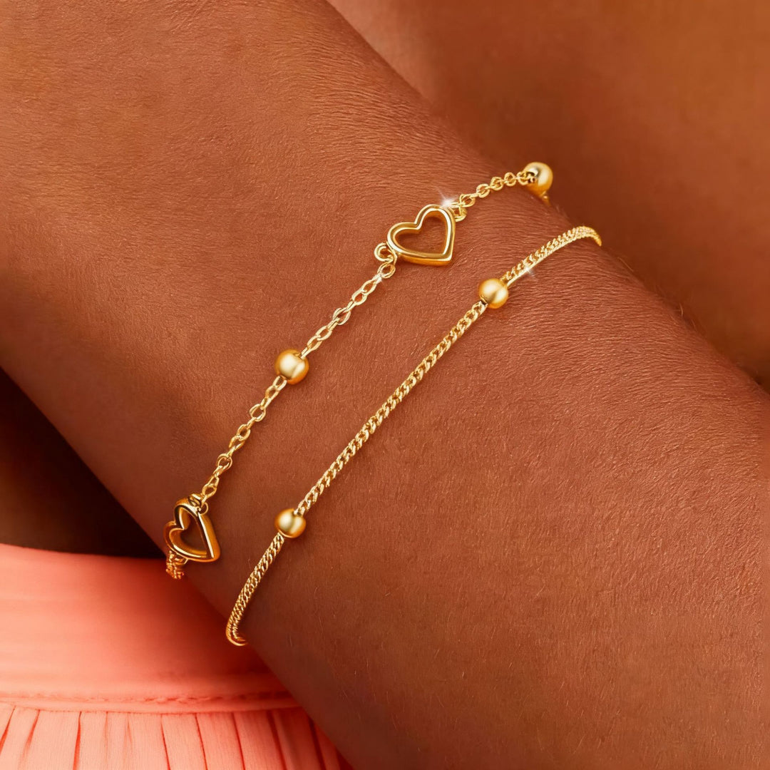 Heart Charm Layered Bracelet Stornfield