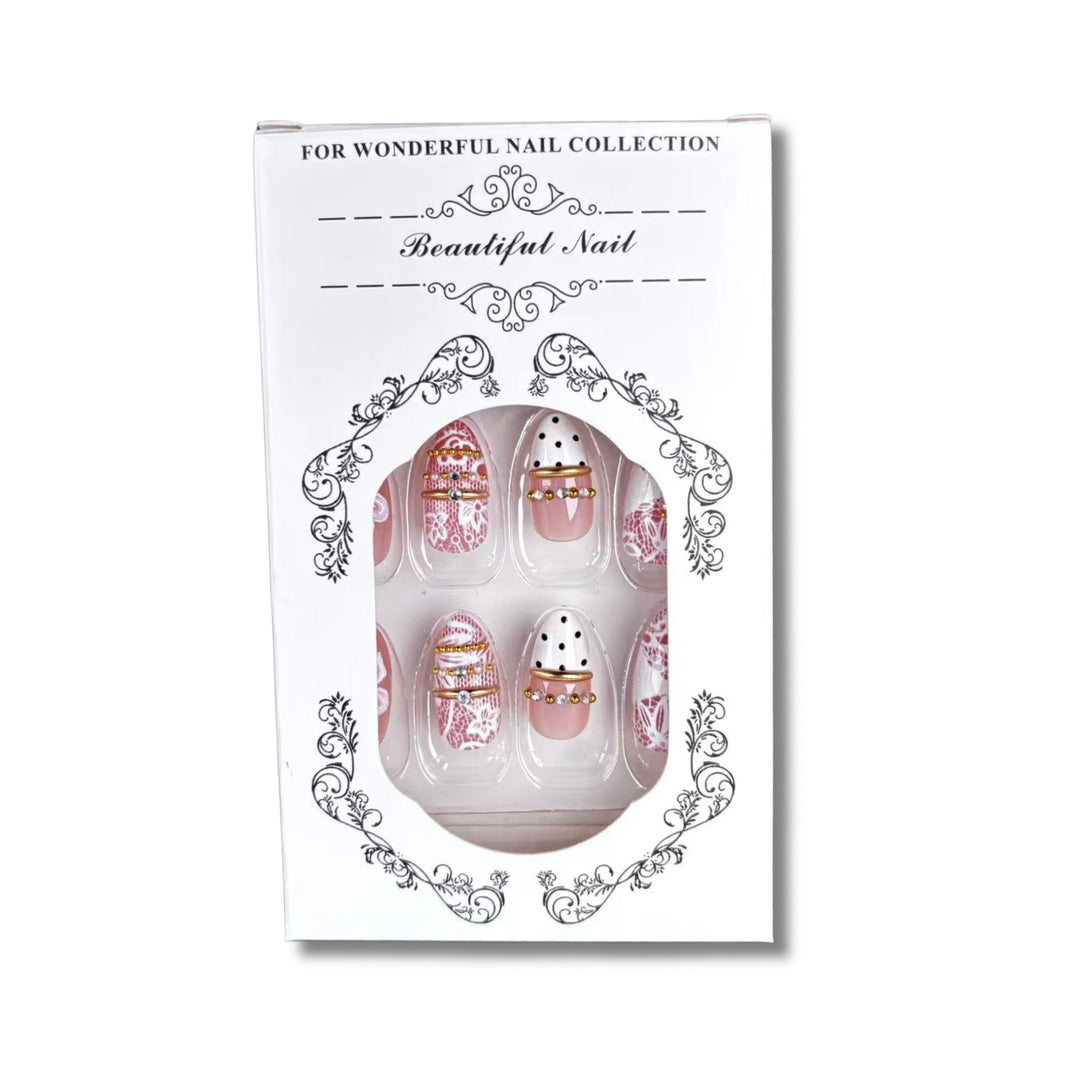 Decorative Floral and Gem-Embellished Press-On Nail Set
