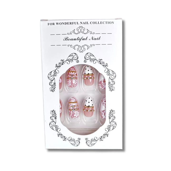 Decorative Floral and Gem-Embellished Press-On Nail Set