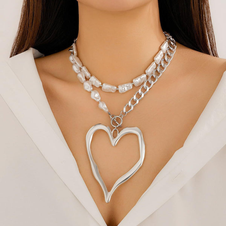 Statet Heart and Pearl Chain Necklace Stornfield